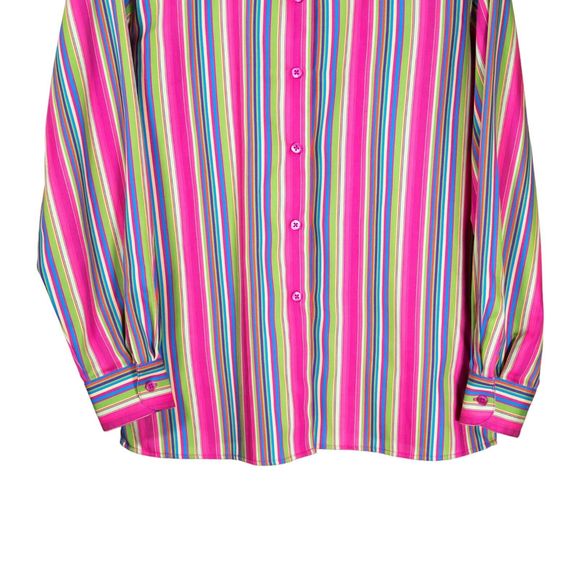 Foxcroft Women's Shirt Button Up Striped Wrinkle Free Colorful Blouse Top Size 8 - Picture 5 of 8